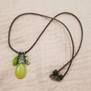 SALE! Natural leather and stone necklace green